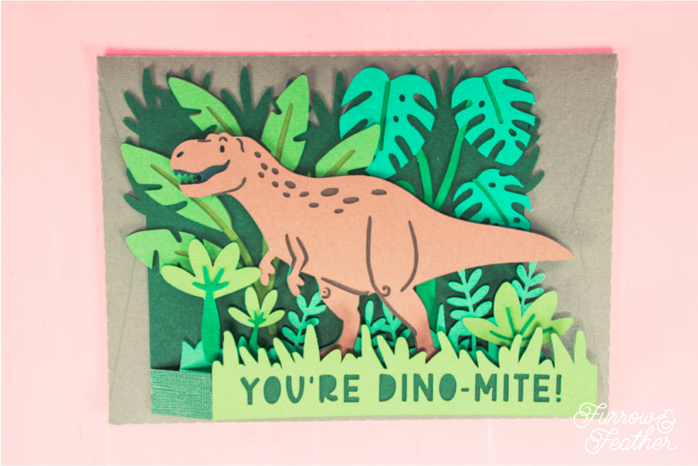 You're Dino-Mite Dinosaur SVG - 3D Birthday Card SVG