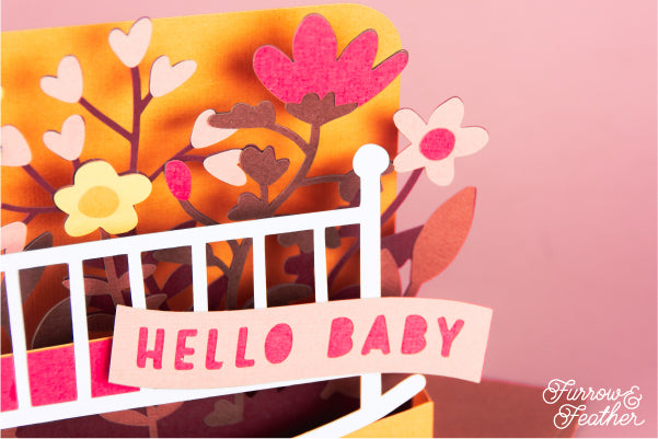 Wildflower Baby Crib Card SVG