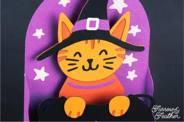Halloween Kitty in Cauldron Card SVG
