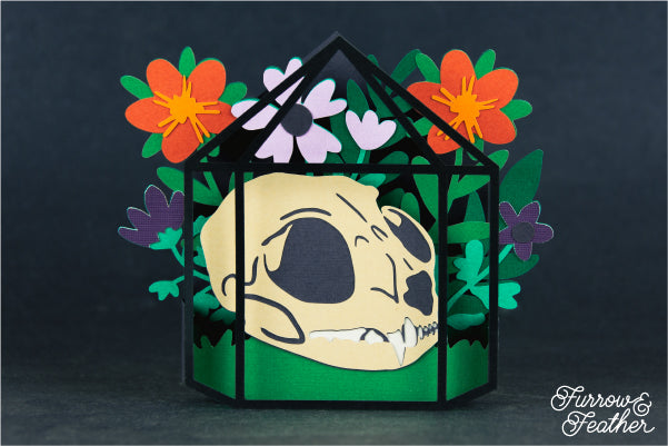 Halloween Cat Skull Terrarium Card SVG