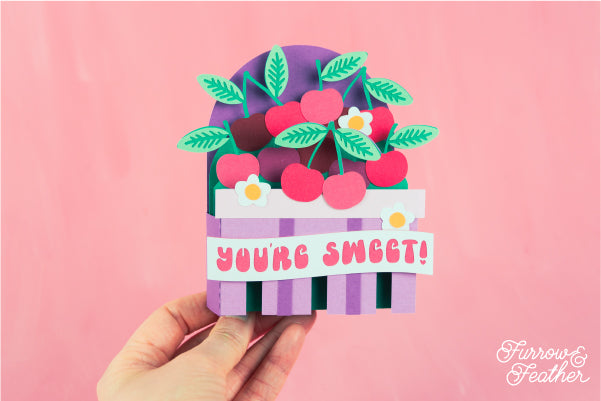 Cherry Basket Card SVG