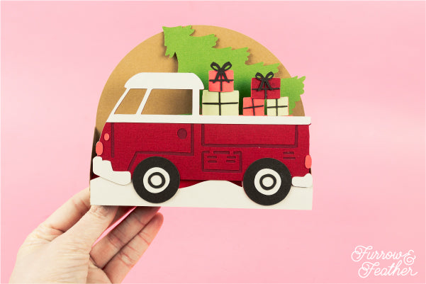 Cute Truck with Christmas Tree Card SVG