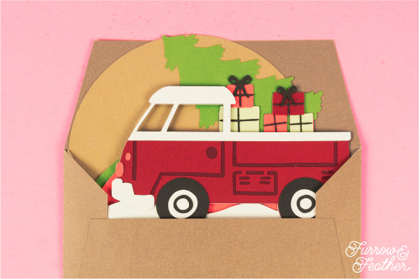 Cute Truck with Christmas Tree Card SVG