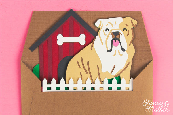 Dog House Card SVG - English Bulldog