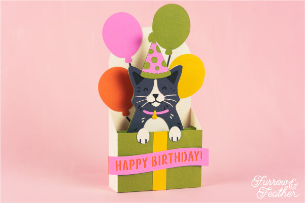 Happy Birthday Cat Card SVG