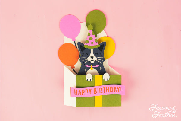 Happy Birthday Cat Card SVG