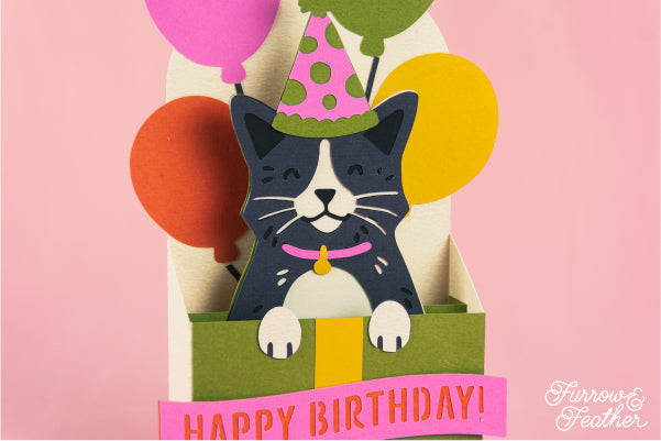 Happy Birthday Cat Card SVG