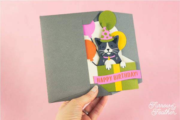 Happy Birthday Cat Card SVG