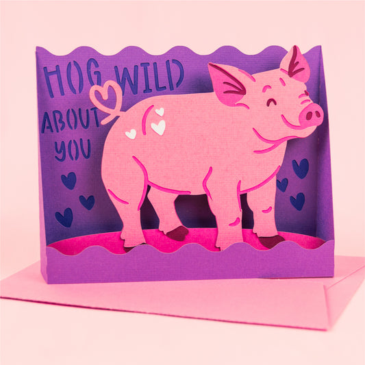 Valentine's Day Hog Wild About You Card SVG