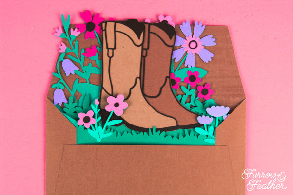 Wildflower Cowgirl Boots Card SVG