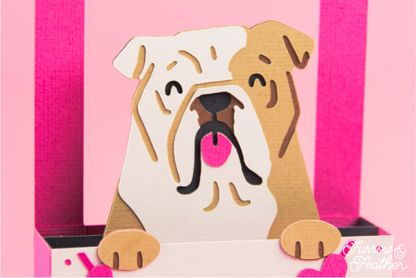 Dog Kissing Booth Card SVG - English Bulldog