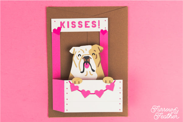 Dog Kissing Booth Card SVG - English Bulldog
