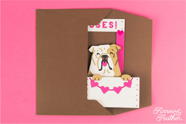 Dog Kissing Booth Card SVG - English Bulldog