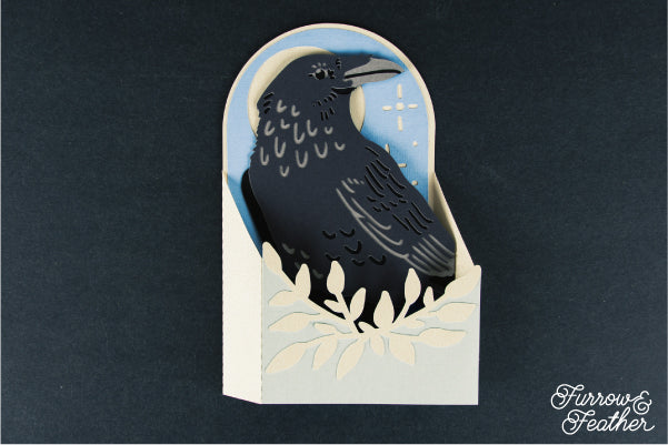 Raven with Moon Card SVG