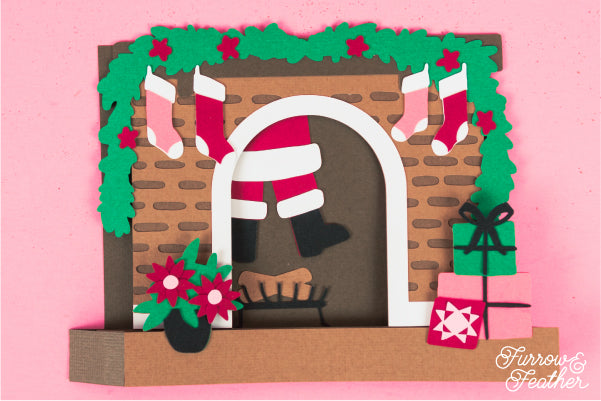 Santa in Chimney Card SVG