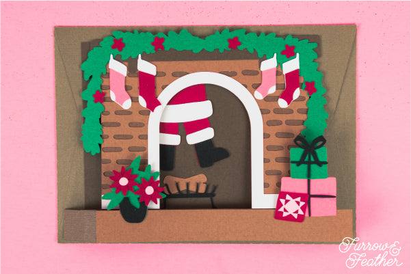 Santa in Chimney Card SVG