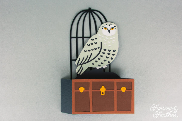 Snowy Owl and School Trunk Card SVG