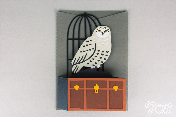 Snowy Owl and School Trunk Card SVG