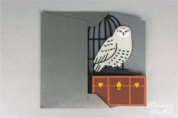 Snowy Owl and School Trunk Card SVG