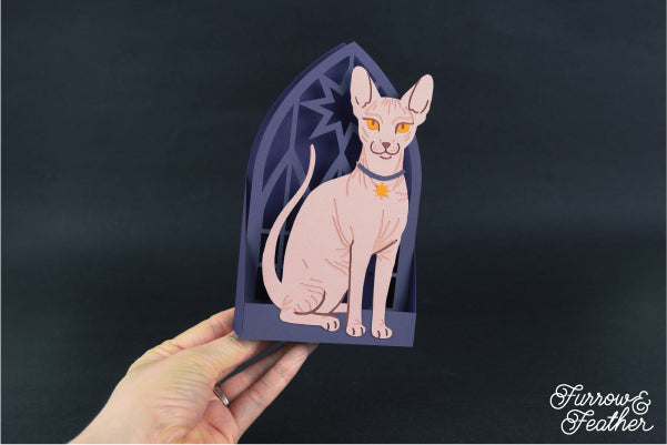 Halloween Sphynx Hairless Cat Card SVG