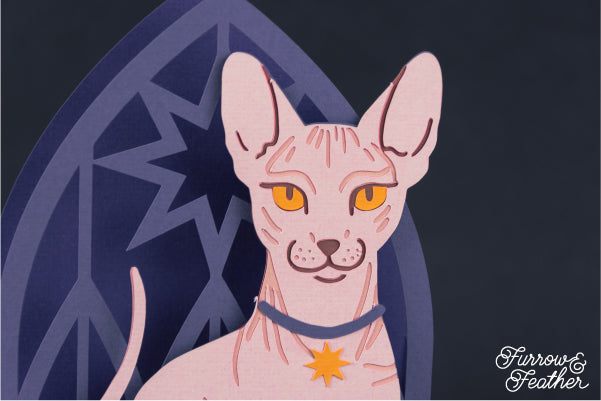 Halloween Sphynx Hairless Cat Card SVG