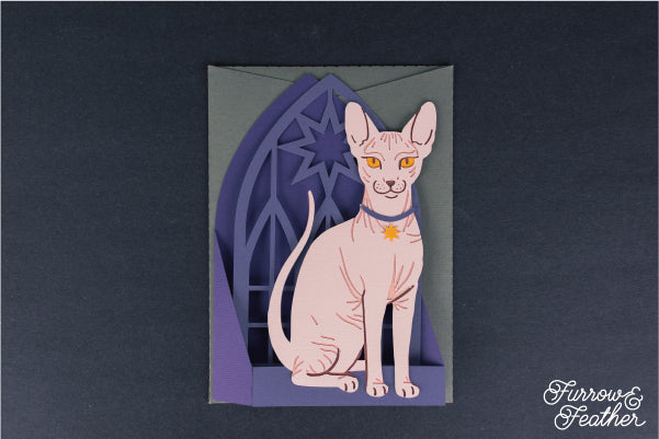 Halloween Sphynx Hairless Cat Card SVG