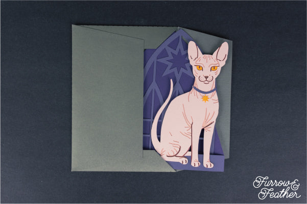 Halloween Sphynx Hairless Cat Card SVG