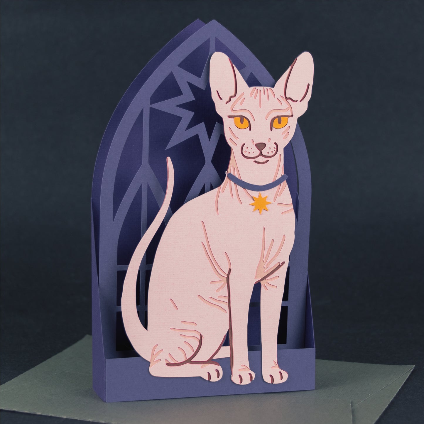 Halloween Sphynx Hairless Cat Card SVG