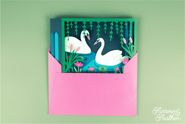 Elegant Swans Card SVG