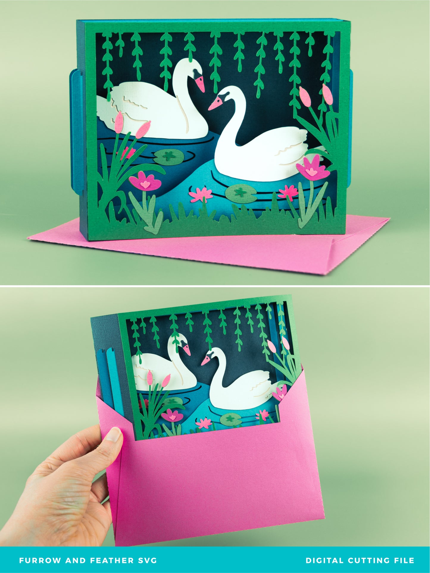 Elegant Swans Card SVG