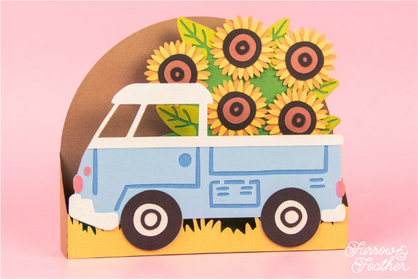 Truck with Sunflowers Card SVG