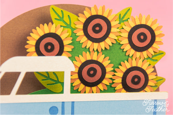 Truck with Sunflowers Card SVG