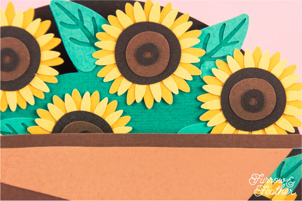 Wheelbarrow with Sunflowers Card SVG