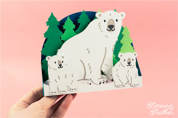 Winter Polar Bears Card SVG