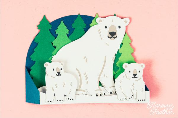 Winter Polar Bears Card SVG