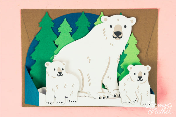 Winter Polar Bears Card SVG