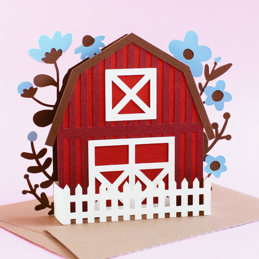 Barn with Flowers Card SVG