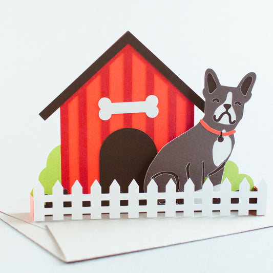 Dog House Card SVG - Frenchie