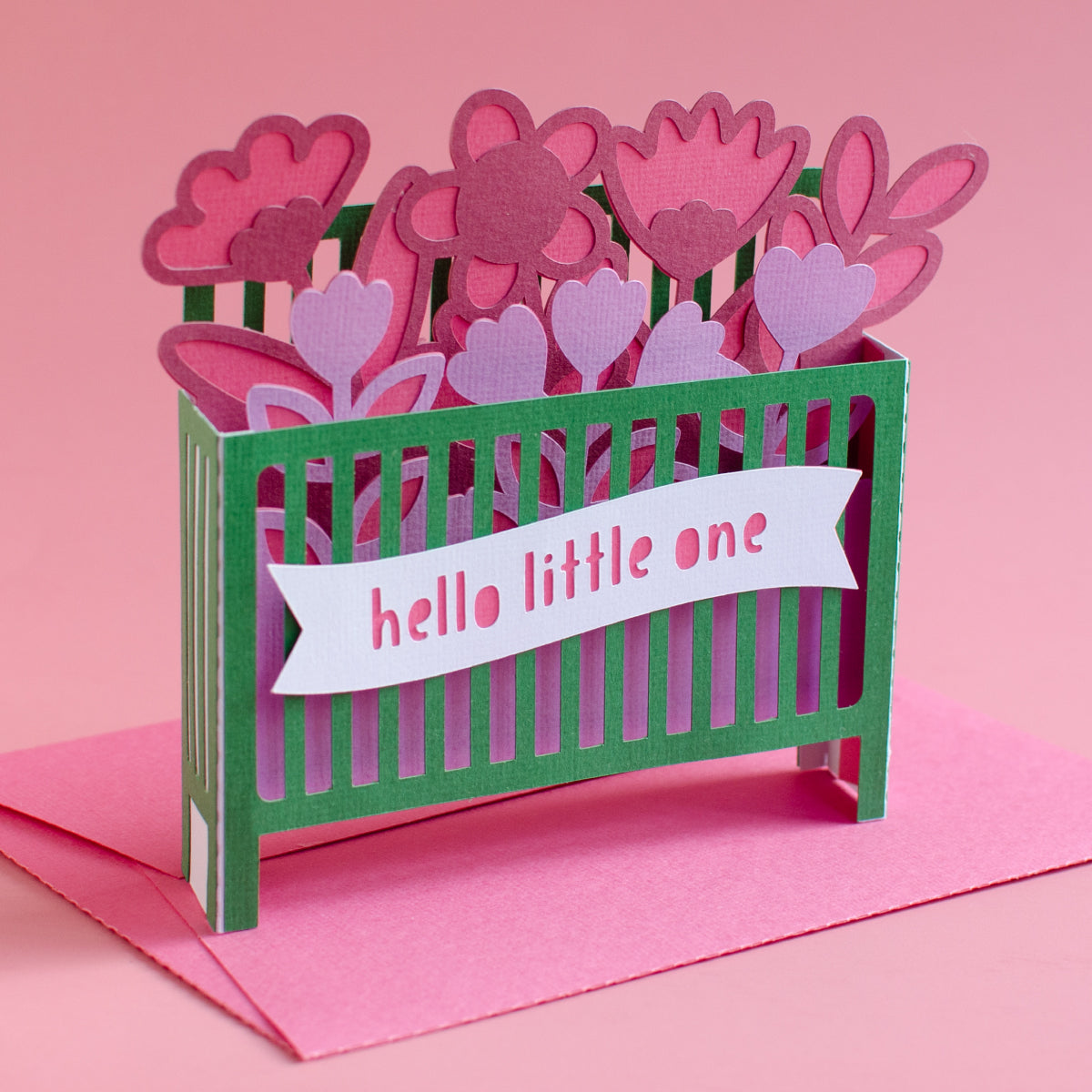 Baby Crib with Flowers Card SVG