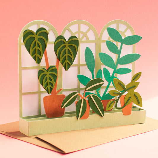 Window Pane with Plants Card SVG