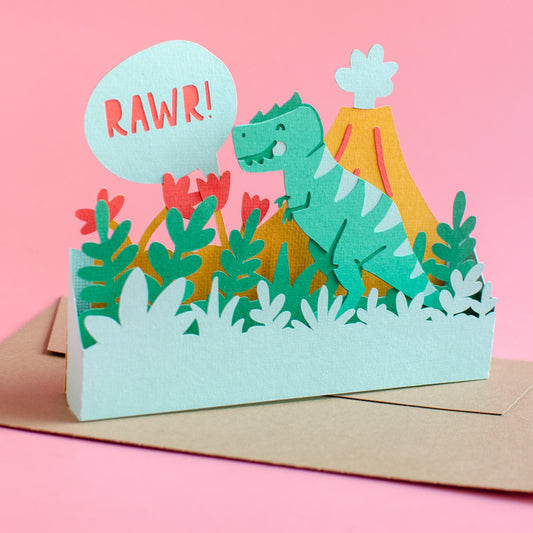 Birthday Dinosaur Card SVG