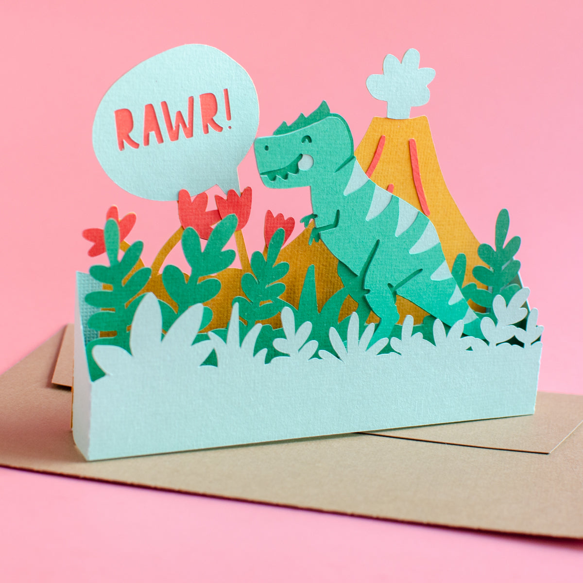 Birthday Dinosaur Card SVG