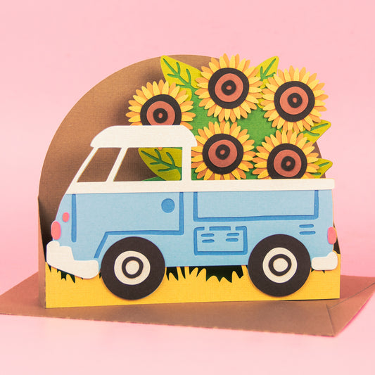 Truck with Sunflowers Card SVG